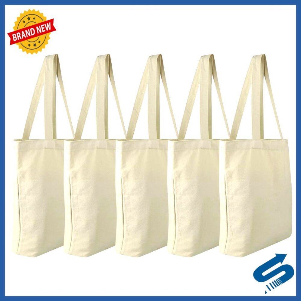 Heavy Duty Canvas Tote Bags Reusable Grocery Shopping DIY Craft Blank